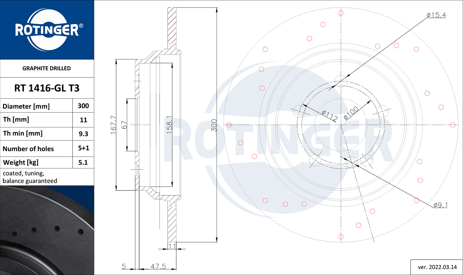 ROTINGER Féktárcsa, mind RT1416-GLT3_ROT